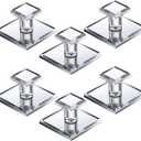 Tatuo 6 Pcs Stick on Knobs Acrylic Pull Handle Clear Beveled Mirror Knobs Small Square Stick on Handle Self Adhesive for Cabinet Wardrobe Windows Drawer Door(1.75'' X 1.75'')