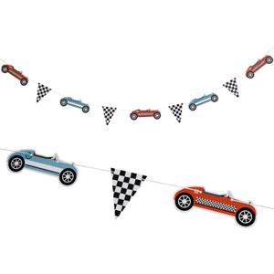 Retro Race Car Themed Birthday Banner,Race Car Party Decoration, Fast One Party Decoration for Boys,Two Fast,Boy Birthday Party Decorations,Checkered Banner