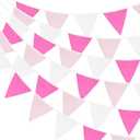 GCQQ 40Ft Hot Pink Pennant Banner Flags, Fabric Pennant Banner, Triangle Flag Banners, Hot Pink Party Banner Decoration for Barbie, Flamingo, Wedding, Birthday, Baby Shower Party Decoration