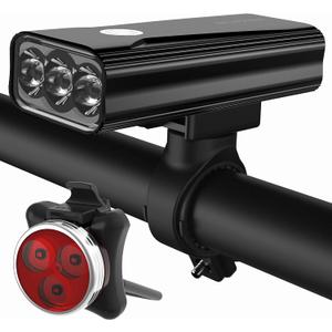 Bike Lights for Night Riding, 6400 mAh Bicycle Light Front and Rear, USB C Rechargeable Super Bright 1200 Lumen Bike Headlight LED Cycling Accessories for Road and MTB