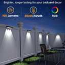 Solar Fence Lights Outdoor Waterproof Led, 12Pack,1300mAh,6 Inch Solar Lights for Fence with Warm White & RGB 8 Colors,Outdoor Solar Lights for Patio, Backyard, Deck, Fence, Railing (Black)