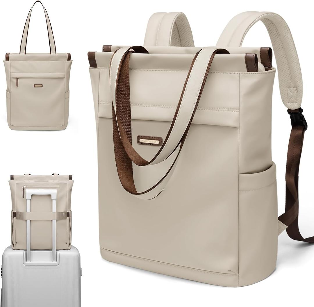 GOLF SUPAGS Convertible Laptop Backpack for Women Casual Daypack Notebook Tote Bag for Work College Travel Leisure (Apricot)