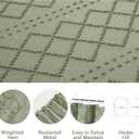 Siiluminisoy Extra Long Sage Green Boho Shower Curtain Woven Fabric Cute Shower Curtain, 72 x 78 Tufted Chevron Textured Striped Modern Farmhouse Minimalist Cloth Shower Curtains for Bathroom