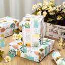 2 x Garbendy Plant Wrapping Paper - Mini Roll -17in x 32.8ft,Metallic Gold Foil Flowerpots,Floral Wrapping Gift Paper for Baby Shower, Birthday, Bridal Shower,Wedding,Party and more