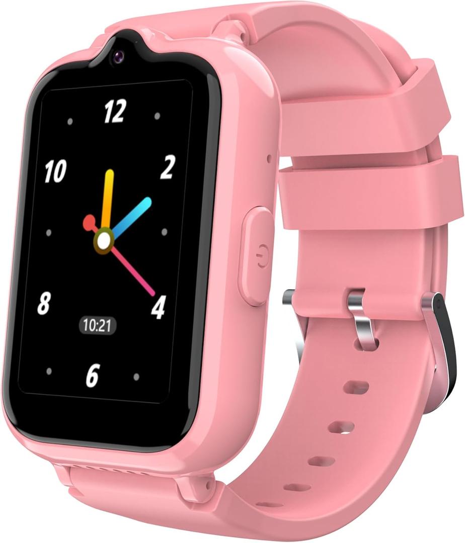 Smart Watch for Kids 8-12 Girls with GPS Tracker 4G Call SOS Video Camera Waterproof Touch Screen Alarm Clock Kids Cell Phone Watch Birthday Gift Kids Watch Girls Ages 6 7 8 9 10