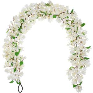 Briful 6ft White Bougainvillea Flower Garland Artificial Silk Floral Vine with Built-in Hook Faux Flower Garland for Backdrop Table Wall Wedding Party Home Decoration