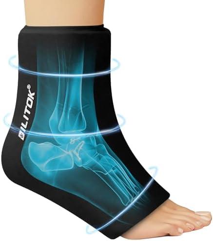 BILITOK Reusable Foot Ankle Ice Pack Wrap for Injuries, Cold Compression Therapy for Achilles Tendonitis, Plantar Fasciitis, Swelling, Sprained, Pain Relief (Black)
