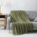 BOURINA Dark Olive Throw Blanket 50x60 Inches Throw Textured Solid Soft Sofa Couch Decorative Knit Blanket