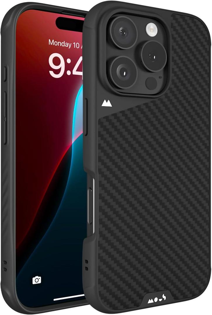 Mous for iPhone 16 Pro Case MagSafe Compatible - Limitless 6.0 - Carbon Fibre - Protective Shockproof Phone Cover