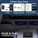Wireless CarPlay Adapter 2025 Plug & Play Dongle, Upgrade for iPhone 6+ & Cars 2015+, Convert Wired Connection to Bluetooth Apple Interface