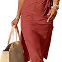 ANRABESS Women's 2026 Summer Maxi Tshirt Dress Short Sleeve Crewneck Tie Waist Casual Slim Fit Slit Spring Long Beach Dresses, XL