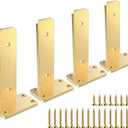 Floating Shelf Brackets Upgraded, 6 inch, Gold Heavy Duty Iron Shelf Brackets, Industrial Modern Floating Shelf Support for Wall Mount Shelves, Wide Brackets,4 Pack, Support DIY(5mm Thickening Type).