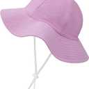 Zando Seersucker Baby Sun Hat Toddler UPF 50+ Adjustable Bucket Hats for Boys Girls Beach Hat Breathable Summer Cap Wide Brim (6-12 Months, Purple)