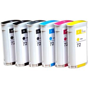 72 Ink Cartridges Replacement for HP 72 Print Head T610 T620 T770 T790 T1100 T1120 1200 T1300 T2300 New Updated Chips (MK/PK/G/C/M/Y)
