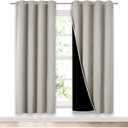 NICETOWN 100% Blackout Window Curtain Panels, Full Light Blocking Drapes with Black Liner for Nursery, 72-inch Drop Thermal Insulated Draperies (Natural, 2 Pieces, 52-inch Wide Per Panel)