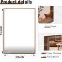 Bathroom Mirror, 55x30 Inch Framed Mirror, Rectangular Wall Mirror, Vanity Mirror Wall Mounted, Anti-Rust, Tempered Glass, Hangs Horizontally or Vertically - Walnut