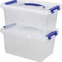 Jekiyo Clear Plastic Storage Bin, 6 Quart Latching Box Tote with Lid, Set of 2
