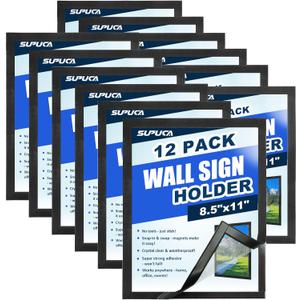 Magnetic Sign Holder & Picture Frame 8.5 x 11, 12 Pack