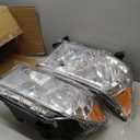 For 2007 2008 2009 2010 2011 2012 2013 Toyota Tundra Headlight Assembly For 2008-2017 Toyota Sequoia Head Lights Headlamp Replacement Driver and Passenger Pair, Chrome Housing Amber