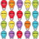 AmazingSpark 36 Pcs Light Bulb Affirmation Bulletin Board Cutouts Set Motivational Positive Colorful Sayings Lightbulb Accents Cutouts for Classroom School Home School Teacher Wall Supply, 6.69 x 6.69 inches