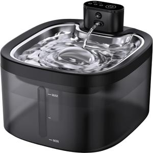 Wireless Cat Water Fountain with Stainless Steel Tray, 3.5L/118oz Rechargeable Battery Pet Water Dispenser, Ultra-Quiet Indoor Fountain with Motion Sensor, BPA-Free(2Filters)