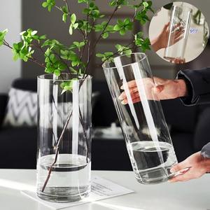 Acrylic Cylinder Plastic Vase for Centerpiece, Unbreakable Hurricane Tall Large Plastic Vases for Proposals Wedding, Hydroponic Decor Base Set of 2 with DIY Stickers(D 4" + D 4.8" X H 12" Clear)