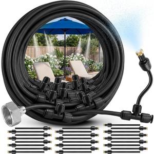 Misters for Outside Patio with Flexible Rod Nozzles, 75 ft, Black
