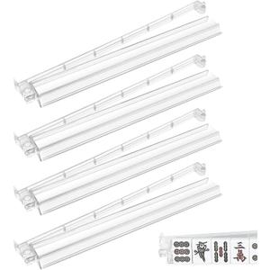 Mahjong Racks with Pushers 4 Pcs, Mahjong Accessories Mah Jongg Tile Pusher Set Assisting Your Game, Durable One-Piece Rack Making Your Game Easy (Transparent)