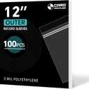 100 Pack 12 inch Vinyl Record Outer Sleeves - 3 Mil Crystal Clear Polyethylene with Adhesive Flap | Archival-Safe Protection for LP Album Storage & Display, Gatefold Compatible, Acid-Free