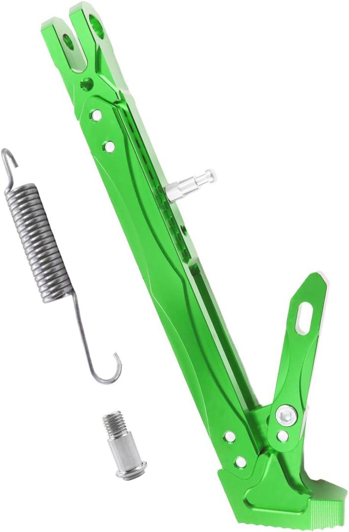 Universal Lengthened Adjustable Long Kickstand CNC Aluminum Alloy Motorcycle Long Kickstand Accessories Motor Modified Tripod Holder Kickstand Foot Side Support Stand Dit Pit Bike (Green)