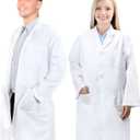 Lab Coat for Men&Women,Doctor Costume for Adults,White Long Sleeve Unisex Science Chemistry Lab Coat (Medium, White)