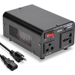LVYUAN Voltage Transformer Converter 500 Watt Step Up/Down Convert from 110-120 Volt to 220-240 Volt and from 220-240 Volt to 110-120 Volt with US Outlet, Universal Outlet, Circuit Breaker