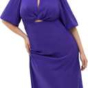City Chic Women's Cocktail Dress - INES Puff Twist (Violet, 14 Plus)