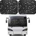 Moukeren 2 Pcs RV Windshield Sun Shade Foldable RV Window Covers for Car Accessories Reflective Windshield Cover UV Sun Heat Protector for RVs, Trucks, Motorhomes, Large Bus (Star Moon,41.5 x 50 Inch)
