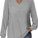 StunShow Women Sweatshirts Long Sleeve Shirts V Neck Casual Cute Loose Fit Lightweight Pullover Tops
