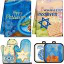 HunnmingRe 6 Pcs Passover Kitchen Accessories Sets Gifts Passover Kitchen Towels Oven Mitts Pot Holders Jewish Seder Decoration Pesach Hostess Gifts for Women Men Cooking Baking Dining Holiday Present