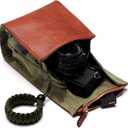 CANPIS Mirrorless Camera Case, Leather Small Camera Bag Lens Pouch, Photography Travel Bag, Outdoor Carry-on Storage Bag (not support DSLR Camera and Long Lens)
