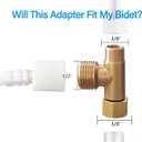 Bidet T Adapter Compatible with Toto Fit Washlets for Skirted Toilets Install, (3/8" x 3/8" x 1/2"), Connect to 3/8" Water Supply at the wall Instead of 7/8" Toilet Tank Inlet