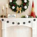 2 x DAZONGE Christmas Decorations, Felt Snowflake Garland and Wood Beads for Farmhouse Christmas Banner Decor, Wall, Shelf, and Holiday Decorations (Black)