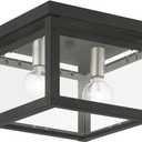 Livex Lighting, 4031-04, Milford, Square Flush Mount, Black with Brushed Nickel Finish Candles