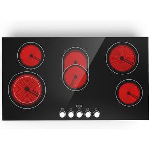 VBGK Electric cooktop 36 inch,240V 8600W 36 inch Induction Cooktop,Built-in and Countertop Electric Stove Top,Knob Control 9 Heating Level Timer & Kid Safety Lock