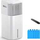 24" Windowless Portable Air Conditioner, 15H Timer & 120Oscillation, 3-IN-1 Portable AC Unit with Remote, 2-Gal Tank, 3 Modes & 3 Speeds, Ultra-Quiet Ventless Swamp Cooler for Home Office, Creamy