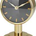 Deco 79 Stainless Steel Metal Decorative Clock Small Mantel Clock, Tabletop Clock 4" x 4" x 7", Gold