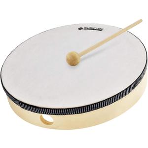 MUSICUBE 10-Inch Hand Drum for Adult Kids Natural Wooden Hand Drum Educational Hand-Held Percussion Instrument Toys for Home School Party Supplies Mallet Included