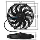 mupera Electric Radiator Cooling Fan - Universal Cooling Fan Pull Push Electric Radiator Cooling Assembly Reversible with Mount Kit (12 inch Curved)