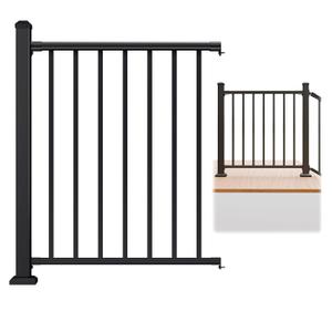 Egadis 42 in x 3 ft Modular Aluminum Porch and Deck Railing Kit, Black