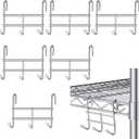 6 Pack 3 Hook Attachment for Wire Shelving 3.75" l x 1.625" d x 3.25" h Wire Shelving Hooks Accessories Steel Hanging Rack Metal for Storage Organizer (Chrome)