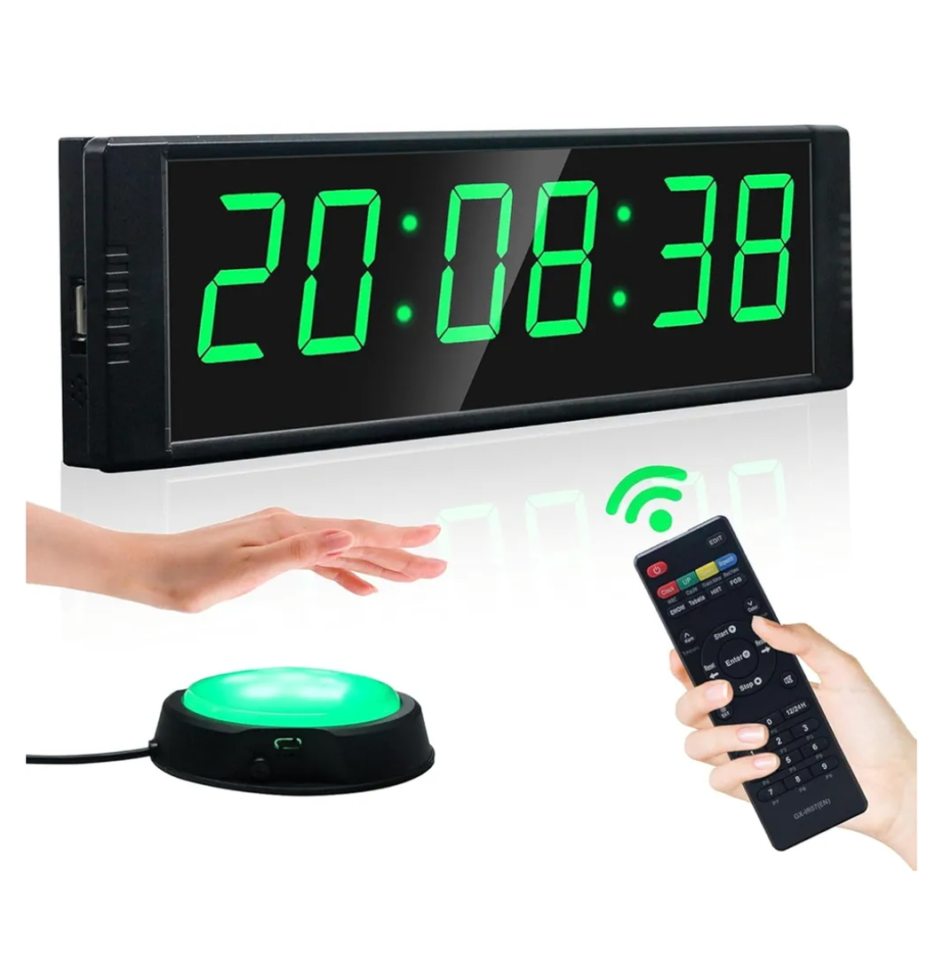 YZ Gym Timer Clock for Home Gym, Fitness Timer with Start/Stop Button, Interval Timer for Workout, Stopwatch/Countdown Timer with Remote, 12/24H Digital Wall Clock, Portable Home Gym Accessories