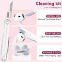With Safety Lock for Apple AirPods 4 Case,Clear Floral Cute AirPod 4th Generation Case with Phone Stand & Cleaning Kit for Women Girly-Blue Narcissus