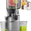AMZCHEF Juicer Machines, 5.8" Extra Self-Feeding Cold Press Juicer for Whole Vegetable & Fruit, Juice Extractor Machine with Large Auger & Triple Strainers, Easy to Clean, High Juice Yield, Grey